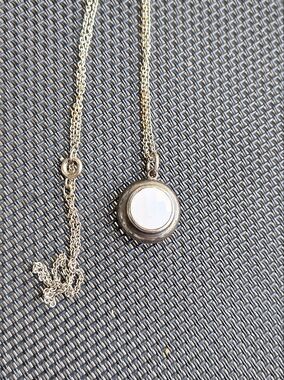 Elle Silver  & White Onyx  Gemstone Pendant Necklace